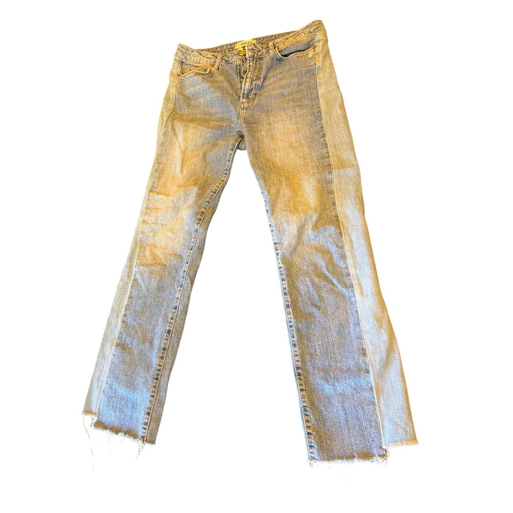 Paige Cindy High Rise Straight Leg Two Tone Side Stripe Jeans Light Wash Size 30